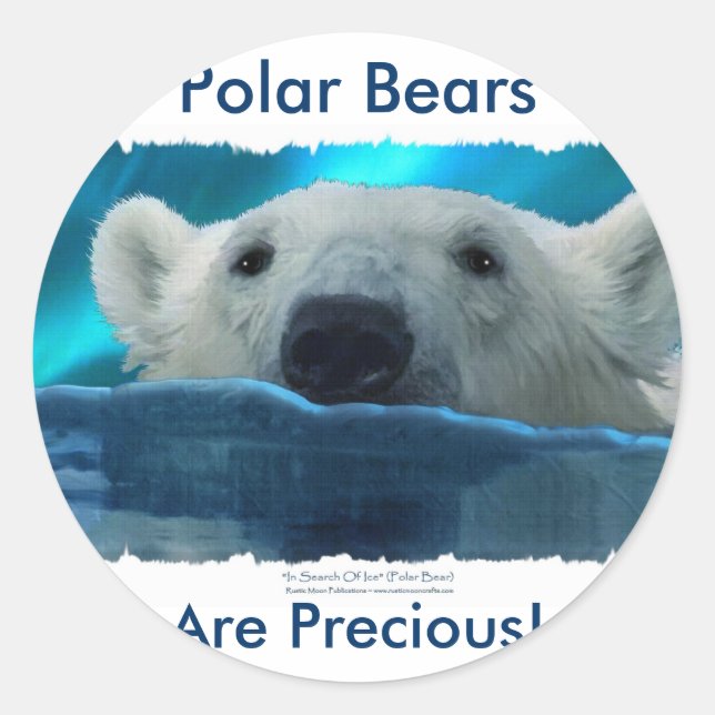 SWIMMING POLAR BEAR CLASSIC ROUND STICKER (Front)