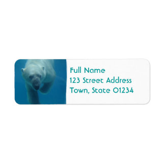 Swimming Polar Bear Return Address Mailing Label
