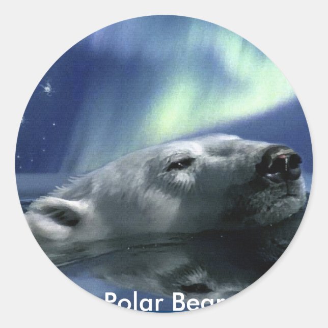 SWIMMING POLAR BEAR Wildlife Support Stickers (Front)
