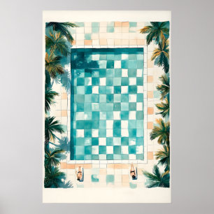 Swimming Pool Art Print Beach House Coastal