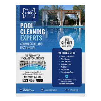 Swimming Pool Cleaning Service Glossy Poster