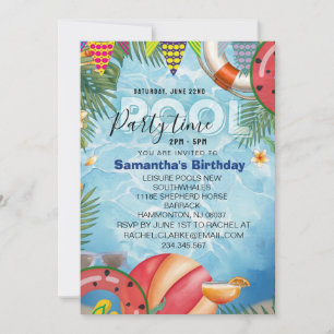 Swimming pool cool birthday party  Invitation