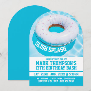 Swimming Pool Doughnut, Pool Party Birthday Invitation