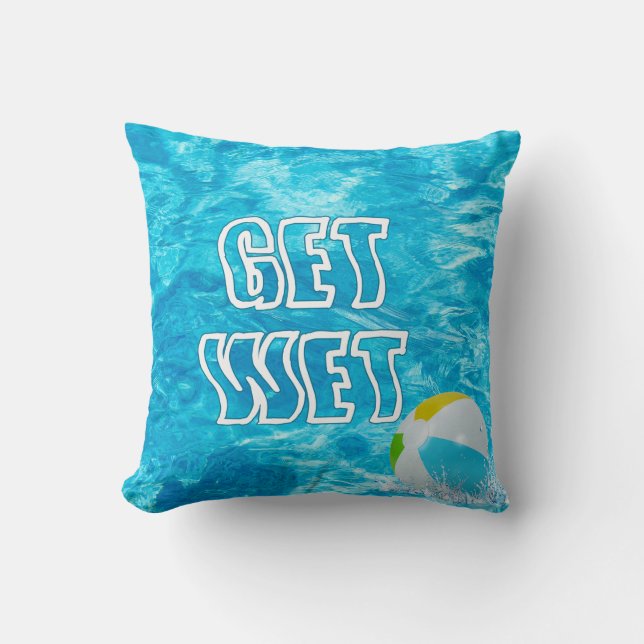 Swimming Pool Get Wet Throw Pillow (Front)