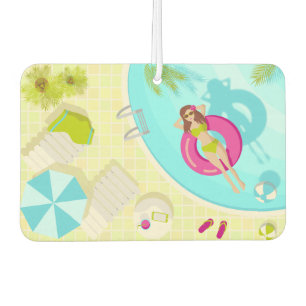 Swimming pool girl in bikini summer beach  car air freshener