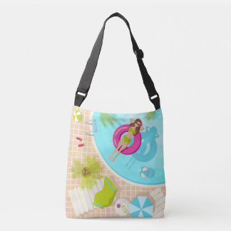 Swimming pool girl in bikini summer beach crossbody bag