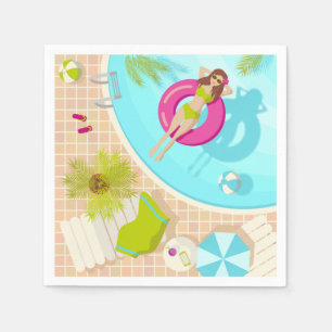 Swimming pool girl in bikini summer beach napkin