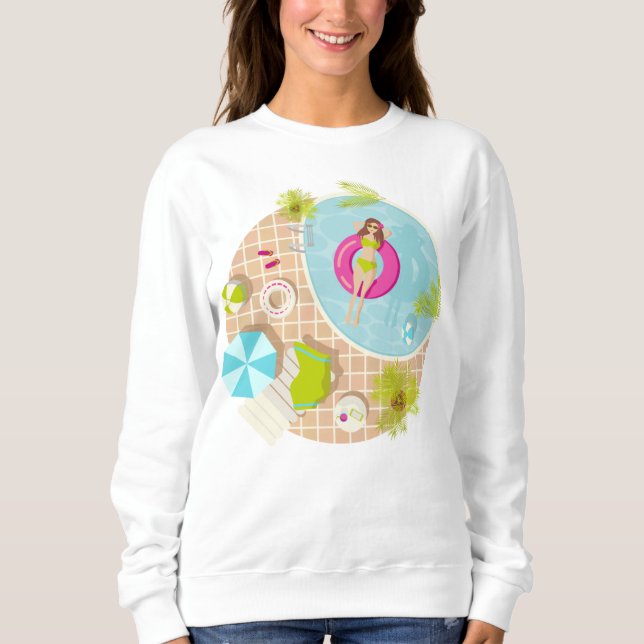 Swimming pool girl in bikini summer beach sweatshirt (Front)
