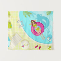 Swimming pool girl in bikini summer beach