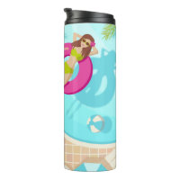 Swimming pool girl in bikini summer beach