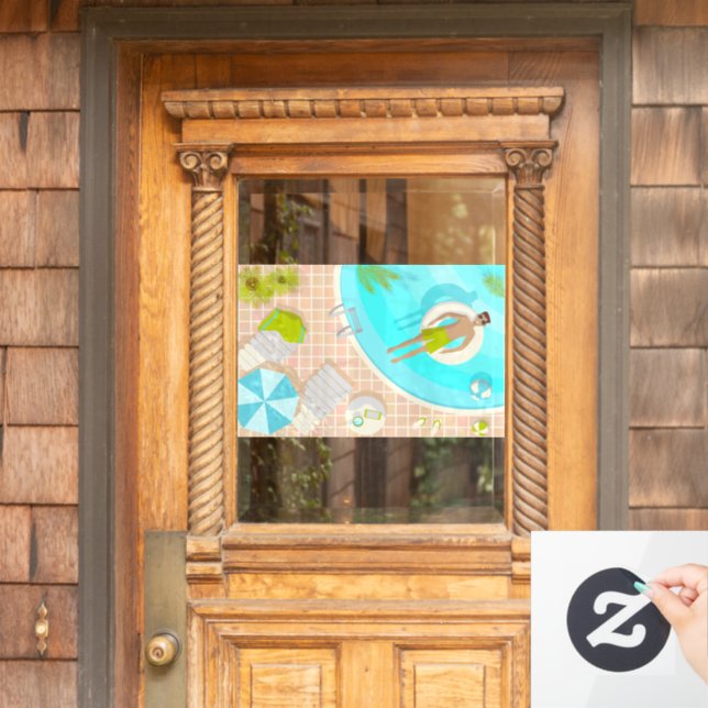 Swimming pool guy on tropical summer beach vacay (Home Door)
