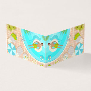 Swimming pool guy on tropical summer beach vacay business card