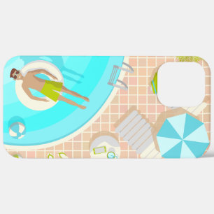 Swimming pool guy on tropical summer beach vacay iPhone 12 pro max case