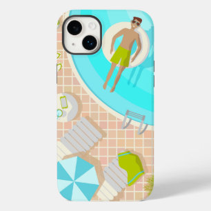 Swimming pool guy on tropical summer beach vacay Case-Mate iPhone 14 plus case