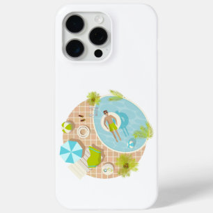Swimming pool guy on tropical summer beach vacay iPhone 15 pro max case