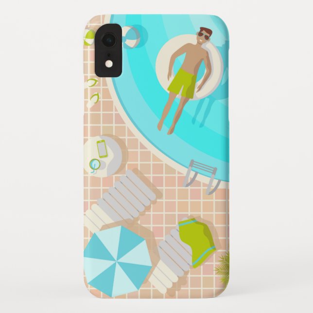 Swimming pool guy on tropical summer beach vacay Case-Mate iPhone case (Back)
