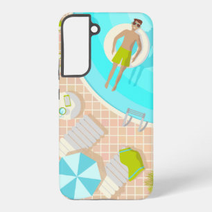Swimming pool guy on tropical summer beach vacay samsung galaxy case