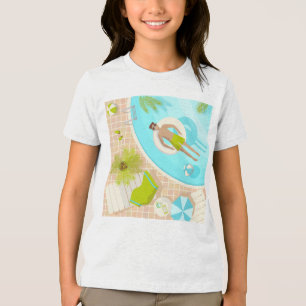 Swimming pool guy on tropical summer beach vacay Tri-Blend shirt