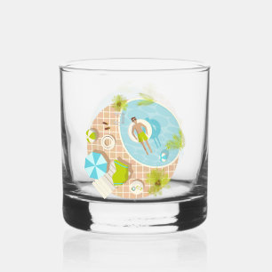 Swimming pool guy on tropical summer beach vacay whiskey glass