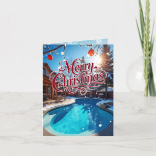 Swimming Pool in the Winter Christmas Holiday Card