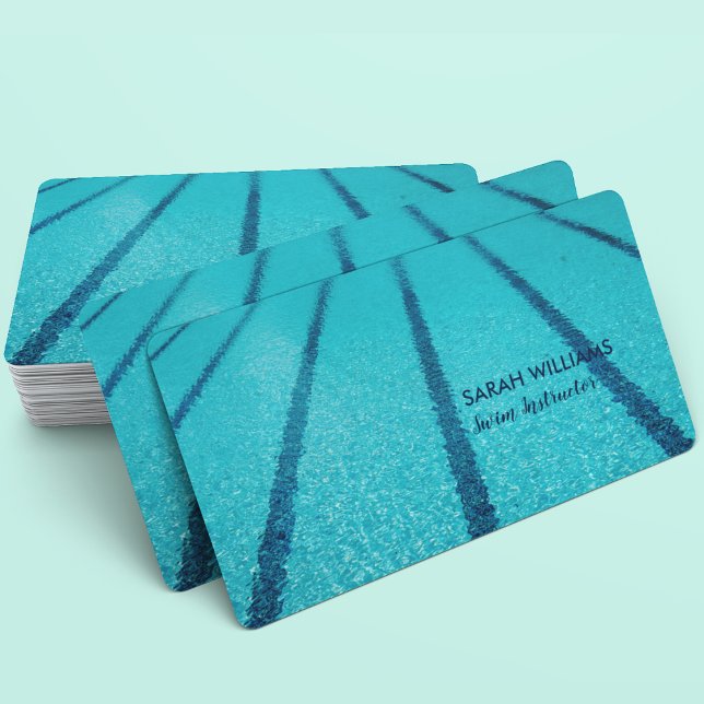 Swimming Pool Instructor Blue Lanes Swim Coach Business Card (Creator Uploaded)