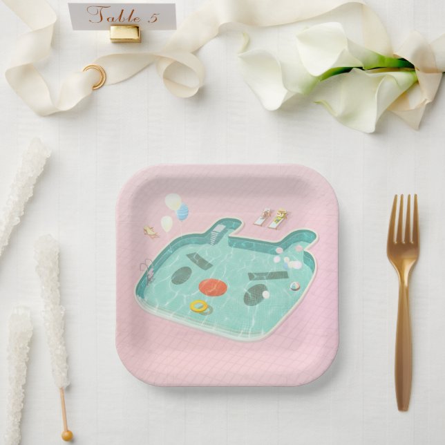 Swimming Pool Paper Plate (Wedding)