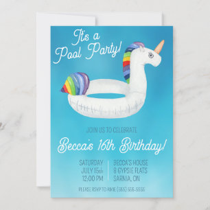 Swimming Pool Party Birthday Party Invitation