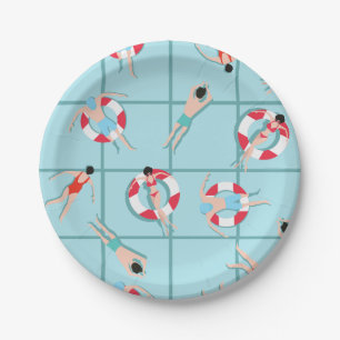 Swimming Pool Party Fun Poolside Paper Plate