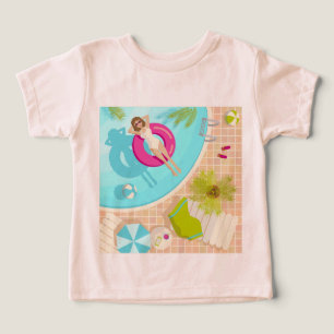 Swimming pool party girl in bikini summer beach 