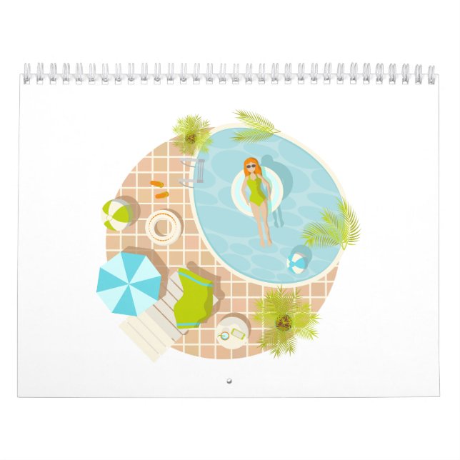 Swimming pool party girl in bikini summer beach  calendar (Cover)