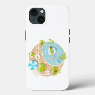 Swimming pool party girl in bikini summer beach iPhone 13 case