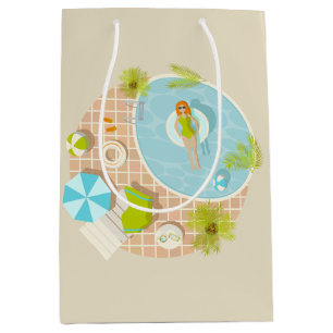 Swimming pool party girl in bikini summer beach medium gift bag