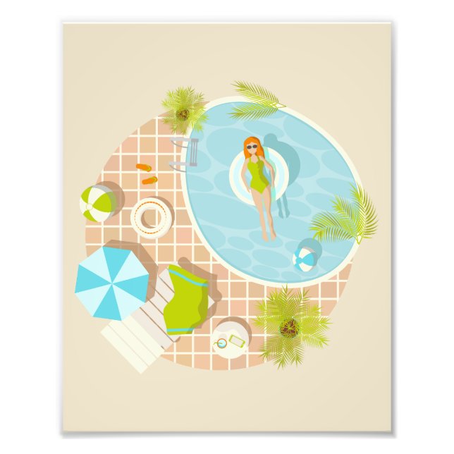 Swimming pool party girl in bikini summer beach  photo print (Front)