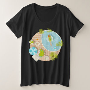 Swimming pool party girl in bikini summer beach plus size T-Shirt