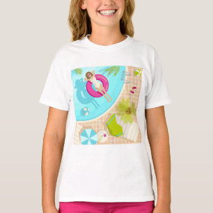 Swimming pool party girl in bikini summer beach  T-Shirt
