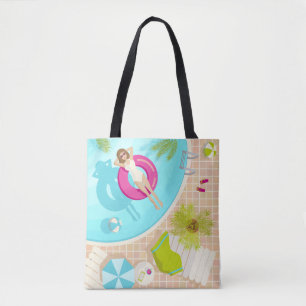 Swimming pool party girl in bikini summer beach  tote bag