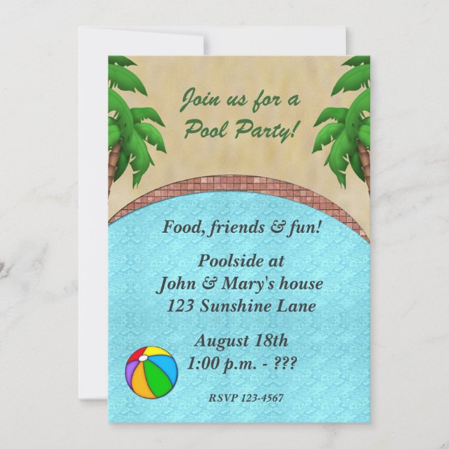 Swimming Pool Party Invitation (Front)
