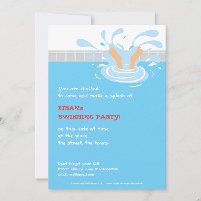 Swimming pool party invitation (Front)
