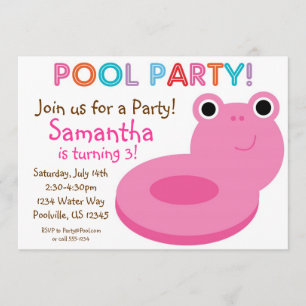 Swimming Pool Party - Pink Pool Floaty Birthday Invitation