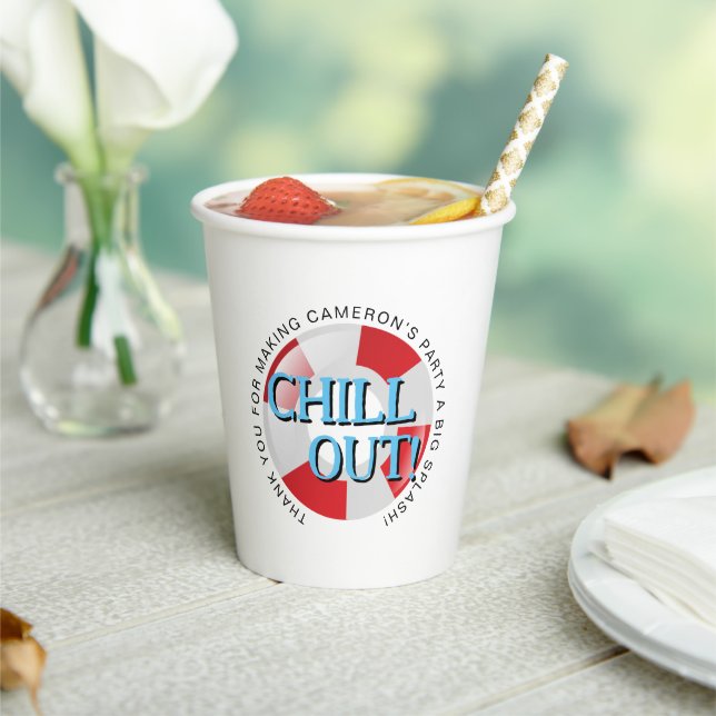 Swimming Pool Party red blue Chill out Custom  Paper Cups (Insitu)