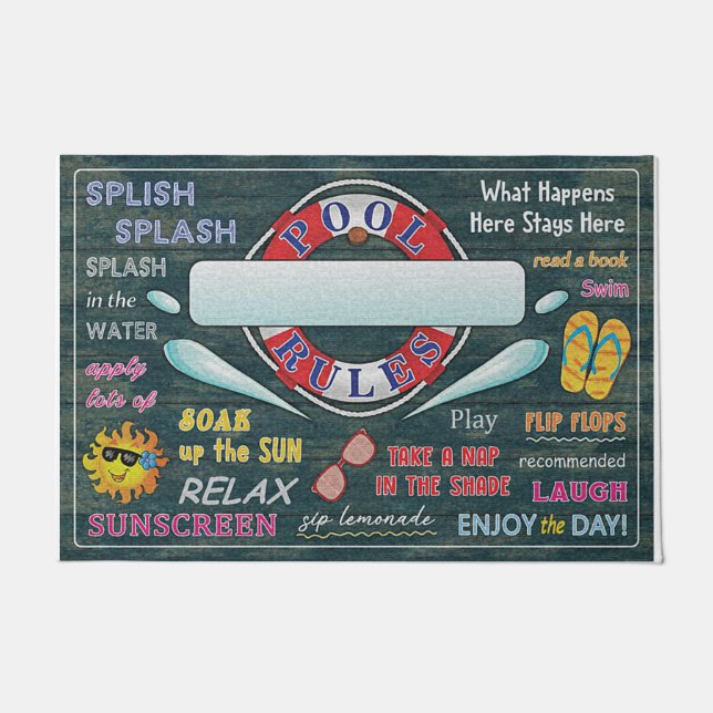 Swimming Pool Rules Customised Doormat (Front)