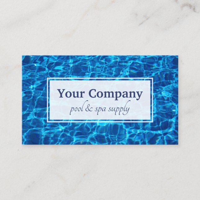 Swimming Pool Service Blue Water Ripple Business Card (Front)