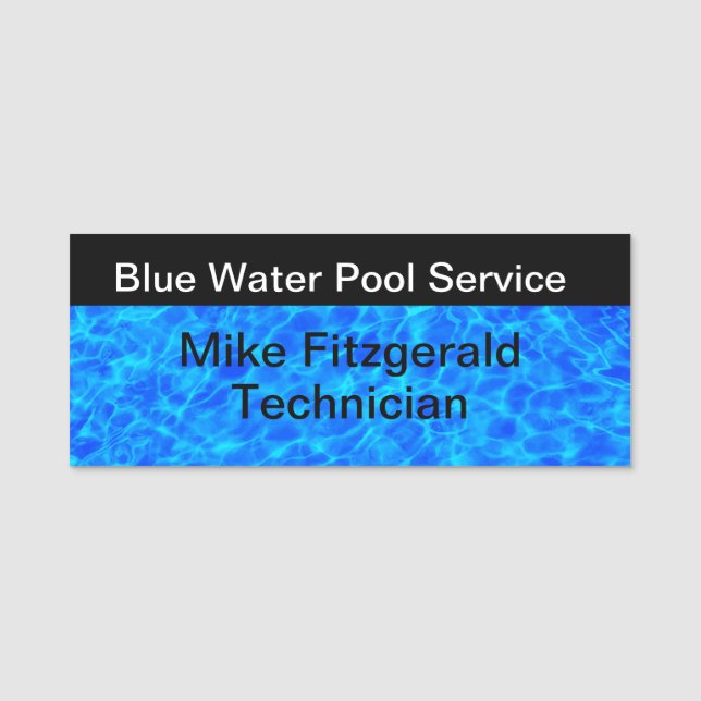 Swimming Pool Service Employee Name Tag (Front)