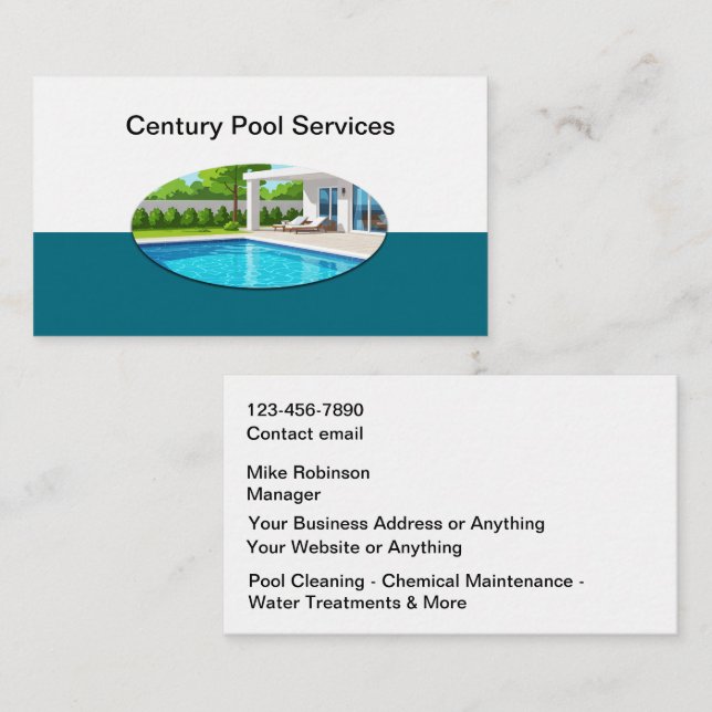 Swimming Pool Services And Maintenance Business Card (Front/Back)