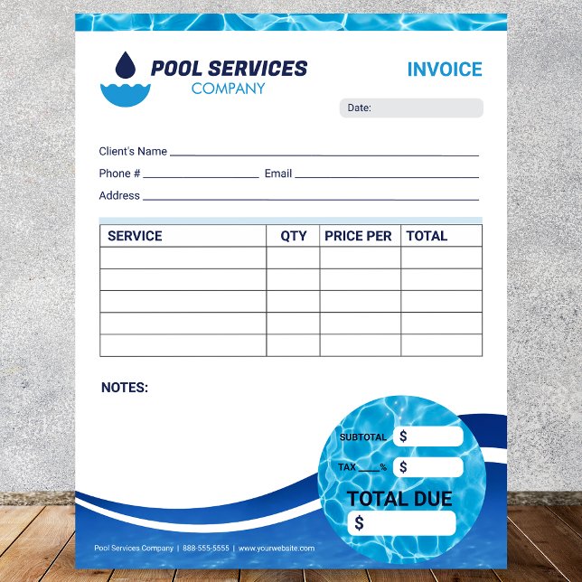 Swimming Pool Services Invoice Form Notepad (Creator Uploaded)