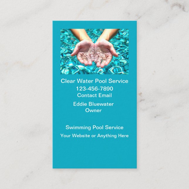 Swimming Pool Services Vertical Business Card (Front)
