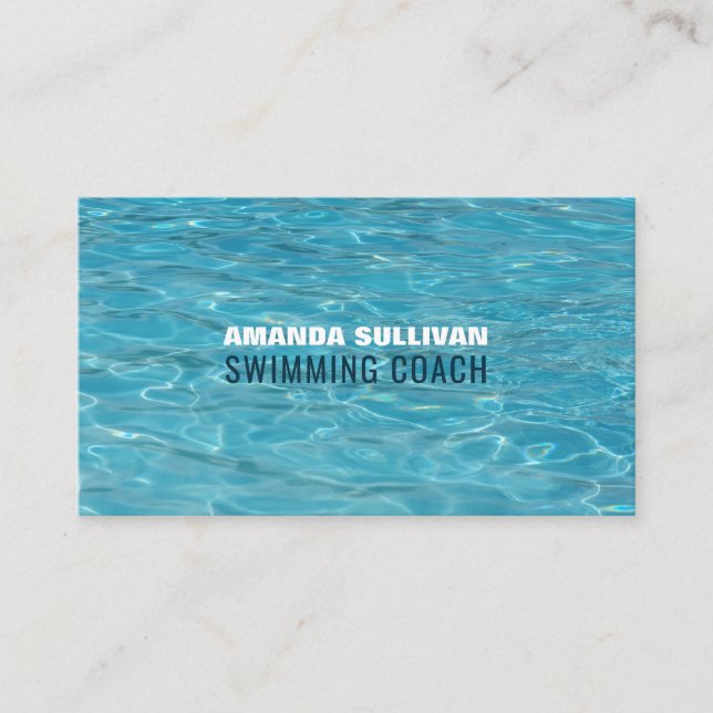 Swimming Pool, Swimming Coach & Lifeguard Business Card (Front)
