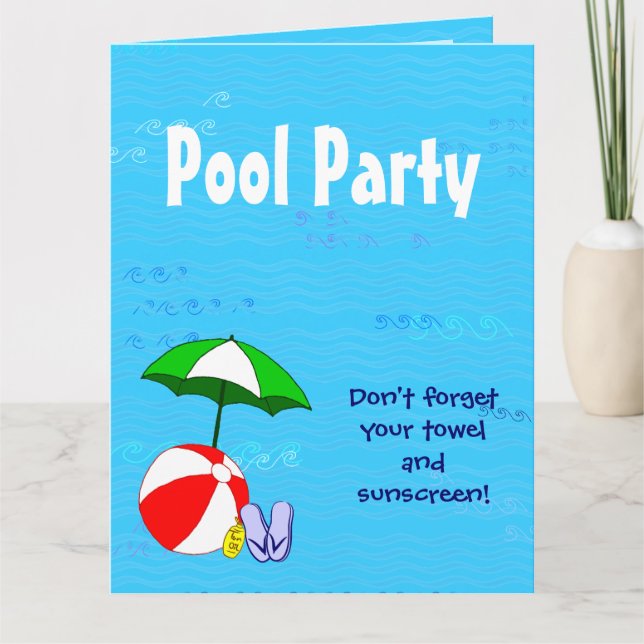 Swimming Pool Theme Custom Party Invitations (Front)
