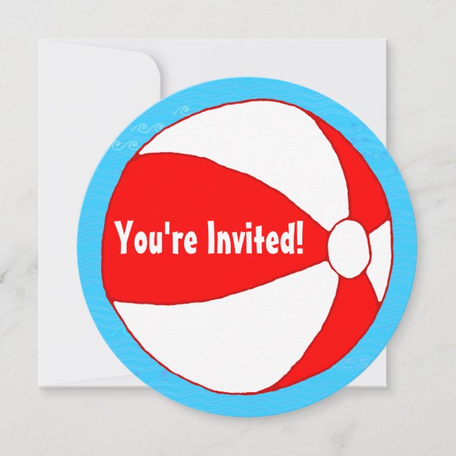 Swimming Pool Theme Custom Round Party Invitations (Front)