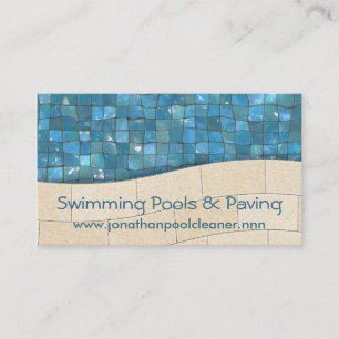 Swimming pool tiles with paving business card